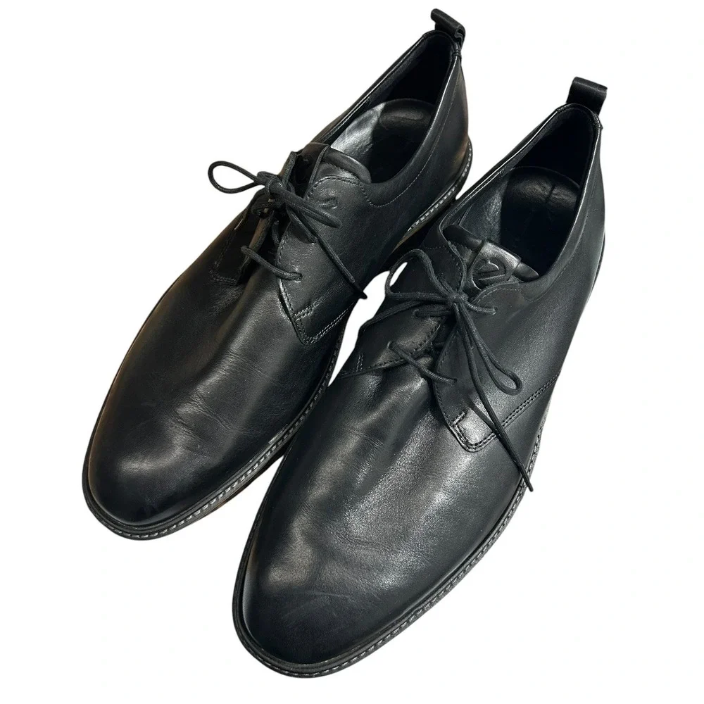 ECCO ST.1 Hybrid Lite Mens Black Leather Plain Toe Derby Shoes EU 47 US 13